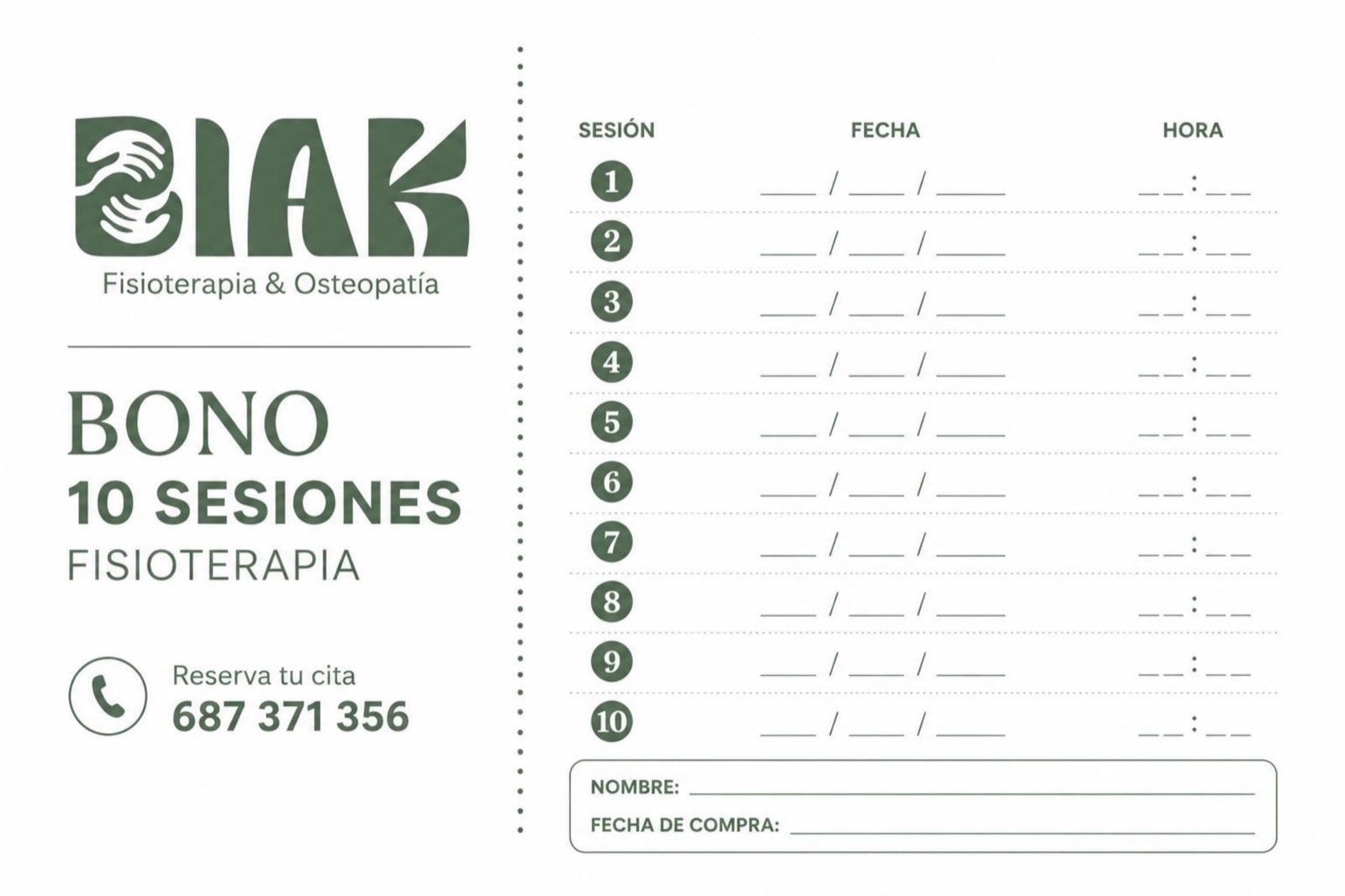 Bono de 10 sesiones de fisioterapia en BIAK Fisioterapia & Osteopatía, Bilbao Bono de 5 sesiones de fisioterapia en BIAK Fisioterapia & Osteopatía, Bilbao